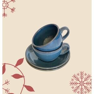 4 PCS Le Tauci Cups & Saucers- Blue